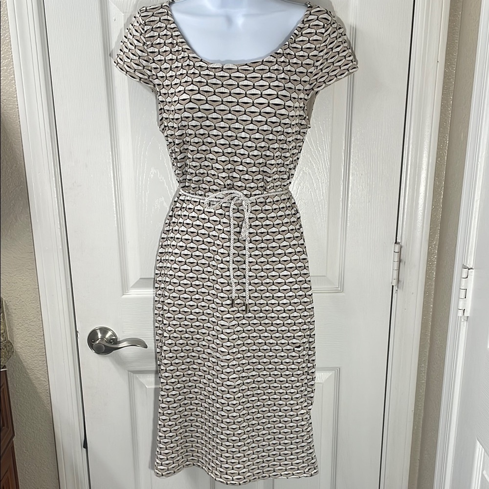 Sharagano Tan and Black Bodycon Dress-Size 8